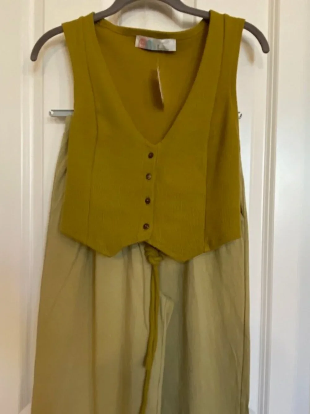Free People Roxanne Vest and Pants Set Olive Combo XS
